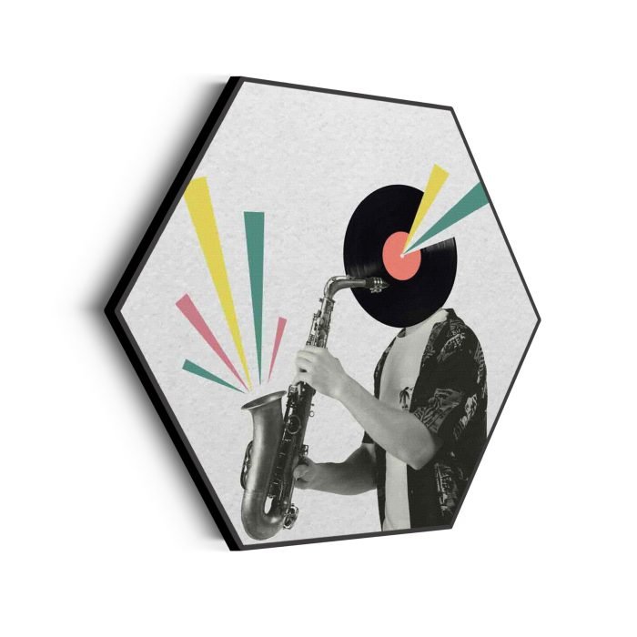 akoestisch-schilderij-de-saxofoon-hexagon_Wecho