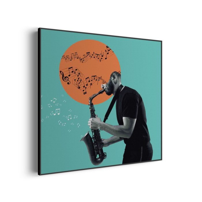akoestisch-schilderij-saxofonist-vierkant_Wecho