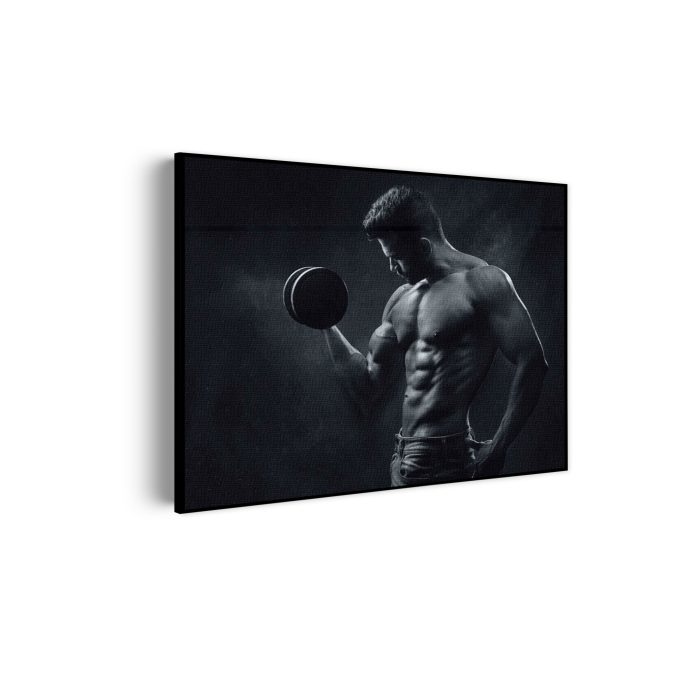 akoestisch-schilderij-sexy-man-heft-gewicht-met-halter-rechthoek-horizontaal_Wecho