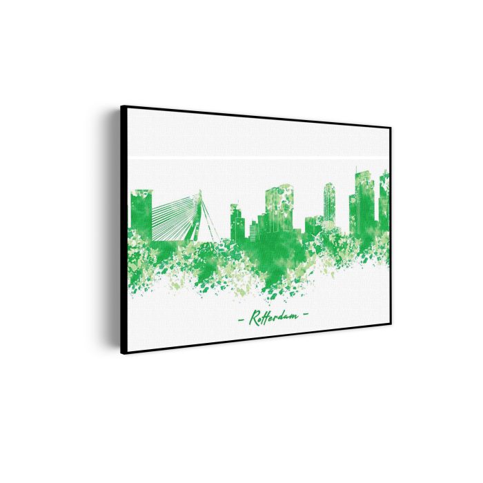 akoestisch-schilderij-skyline-rotterdam-watecolor-paint-rechthoek-horizontaal_Wecho