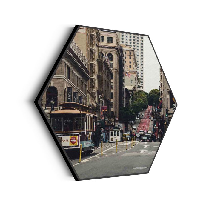 akoestisch-schilderij-san-francisco-city-hexagon_Wecho