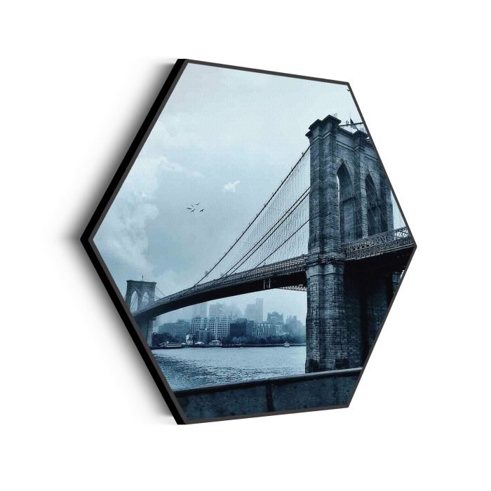 akoestisch-schilderij-brooklyn-bridge-new-york-zwart-wit-hexagon_Wecho