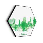 akoestisch-schilderij-skyline-rotterdam-watecolor-paint-hexagon_Wecho