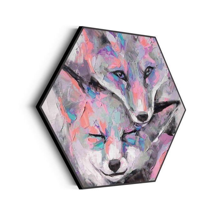 akoestisch-schilderij-de-schattige-vosjes-hexagon_Wecho