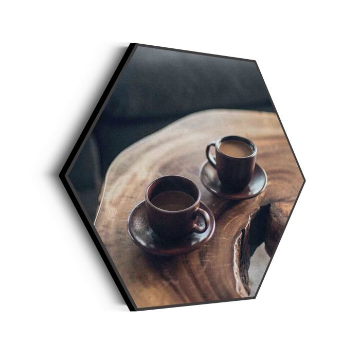 akoestisch-schilderij-kopjes-koffie-op-tafel-hexagon_Wecho