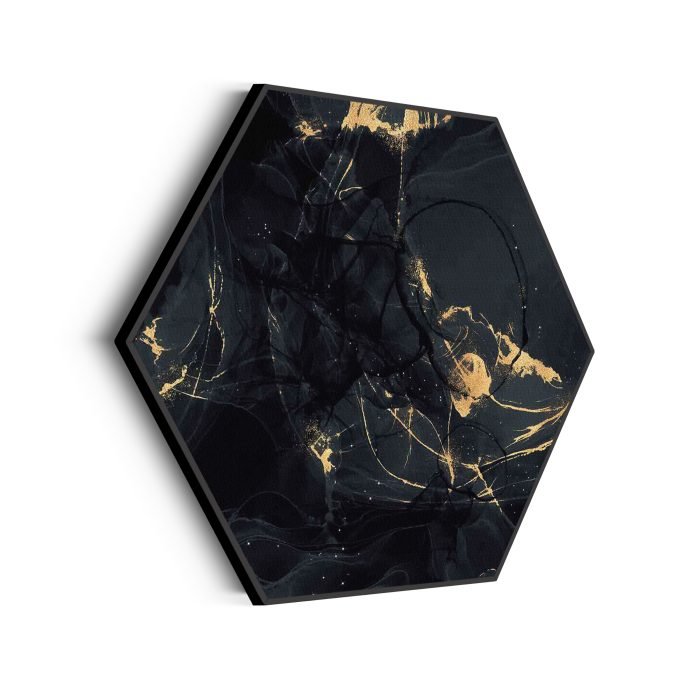 akoestisch-schilderij-abstract-marmer-look-zwart-met-goud-05-hexagon_Wecho