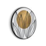 akoestisch-schilderij-scandinavisch-design-plant-met-goud-element-01-rond-muurcirkel_Wecho