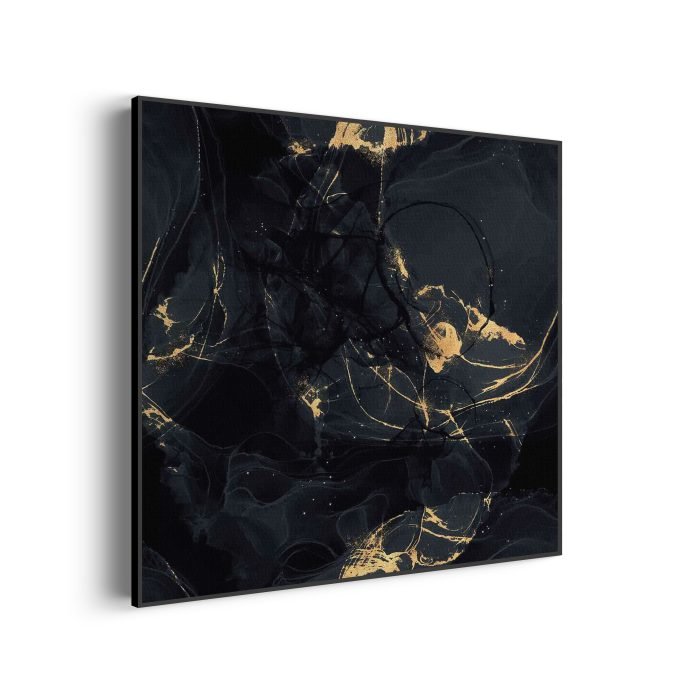 akoestisch-schilderij-abstract-marmer-look-zwart-met-goud-05-vierkant_Wecho