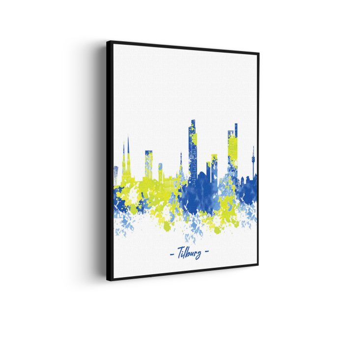 akoestisch-schilderij-skyline-tilburg-watercolor-paint-rechthoek-verticaal_Wecho