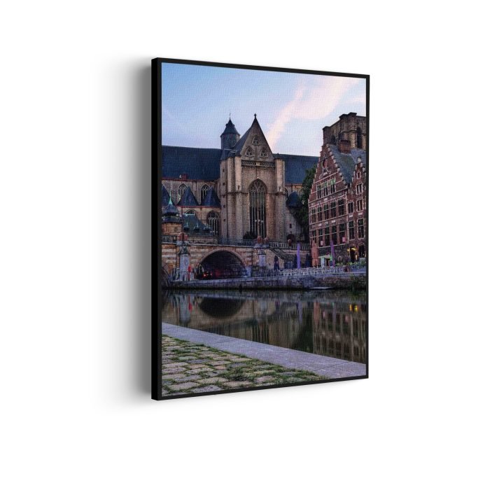 akoestisch-schilderij-middeleeuwse-kathedraal-en-brug-gent-rechthoek-verticaal_Wecho