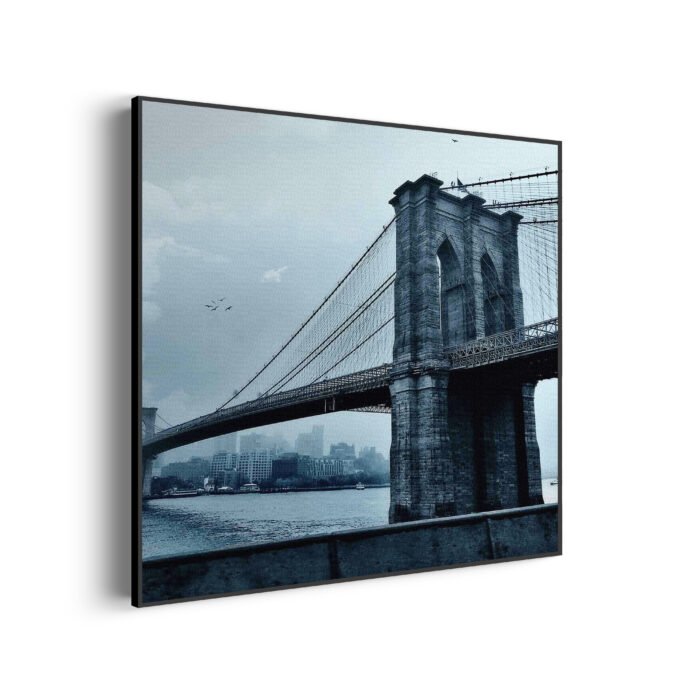 akoestisch-schilderij-brooklyn-bridge-new-york-zwart-wit-vierkant_Wecho