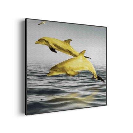 akoestisch-schilderij-springende-dolfijnen-goud-01-vierkant_Wecho