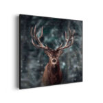 akoestisch-schilderij-edelhert-in-de-sneeuw-vierkant_Wecho