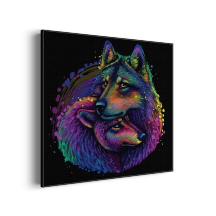 akoestisch-schilderij-colored-wolves-vierkant_Wecho